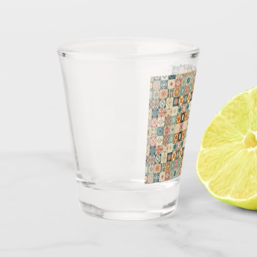 Vintages, Patchwork-Stepplook Schnapsglas (Links)