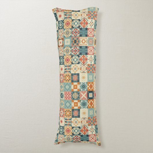 Vintages, Patchwork-Stepplook Seitenschläferkissen (Vorderseite Vertikal)