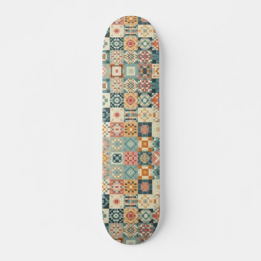 Vintages, Patchwork-Stepplook Skateboard (Vorne)