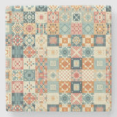 Vintages, Patchwork-Stepplook Steinuntersetzer (Vorderseite)