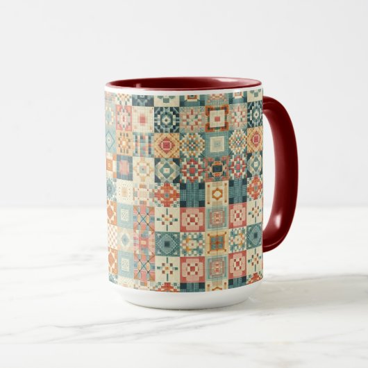 Vintages, Patchwork-Stepplook Tasse (VorderseiteRechts)