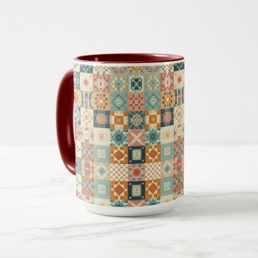 Vintages, Patchwork-Stepplook Tasse (Vorderseite Links)