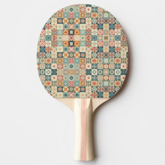 Vintages, Patchwork-Stepplook Tischtennis Schläger (Vorderseite)