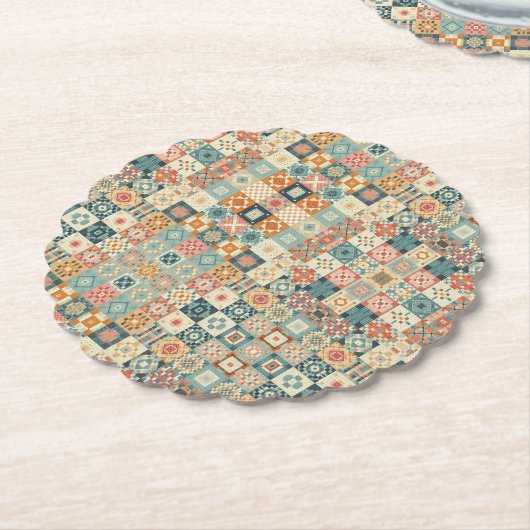 Vintages, Patchwork-Stepplook Untersetzer (angewinkelt)