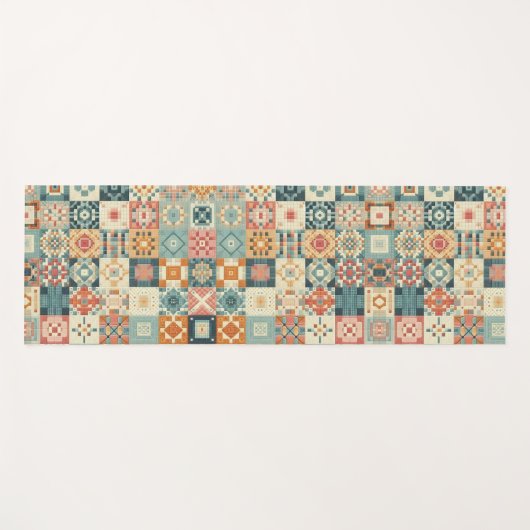 Vintages, Patchwork-Stepplook Yogamatte (Vorderseite (Horizontal))