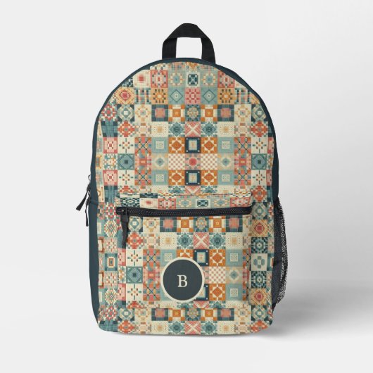 Vintages, Patchwork-Steppset-personalisiert ausseh Bedruckter Rucksack (Vorderseite)