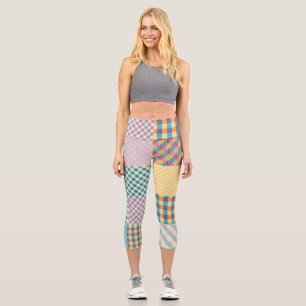 Vintages Patchwork: Textil - Nahtloser Hintergrund Capri Leggings