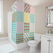 Vintages Patchwork: Textil - Nahtloser Hintergrund Duschvorhang (Beispiel)