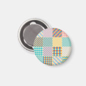 Vintages Patchwork: Textil - Nahtloser Hintergrund Magnet (Vorderseite/Rückseite)