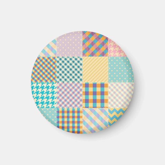 Vintages Patchwork: Textil - Nahtloser Hintergrund Magnet (Vorne)