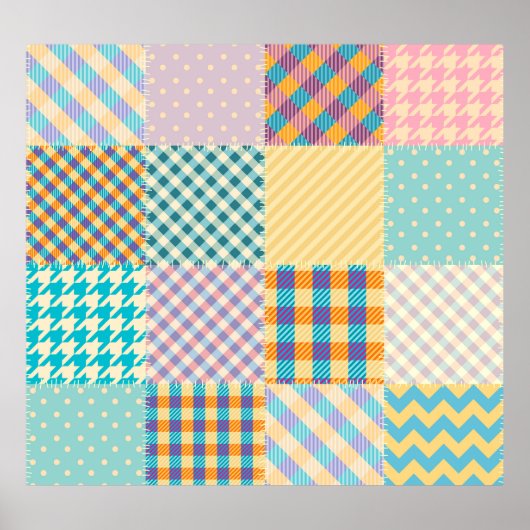 Vintages Patchwork: Textil - Nahtloser Hintergrund Poster (Vorne)