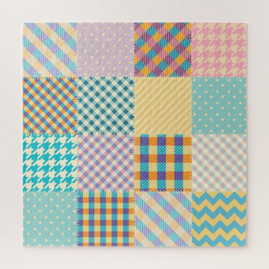 Vintages Patchwork: Textil - Nahtloser Hintergrund Puzzle (Vertikal)