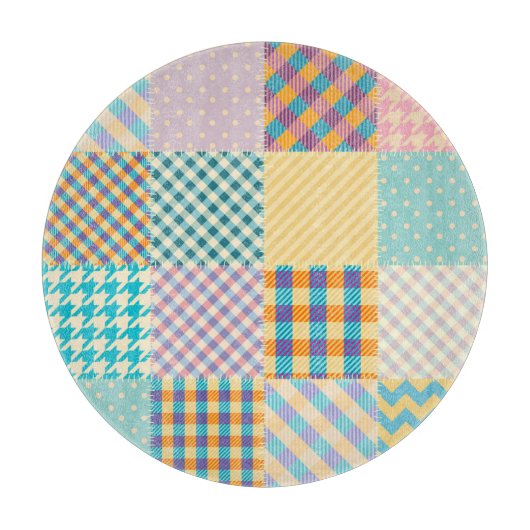 Vintages Patchwork: Textil - Nahtloser Hintergrund Schneidebrett (Vorderseite)