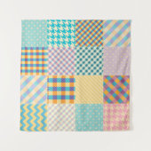 Vintages Patchwork: Textil - Nahtloser Hintergrund Wandteppich (Vorderseite (Horizontal))