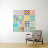 Vintages Patchwork: Textil - Nahtloser Hintergrund Wandteppich (Beispiel)