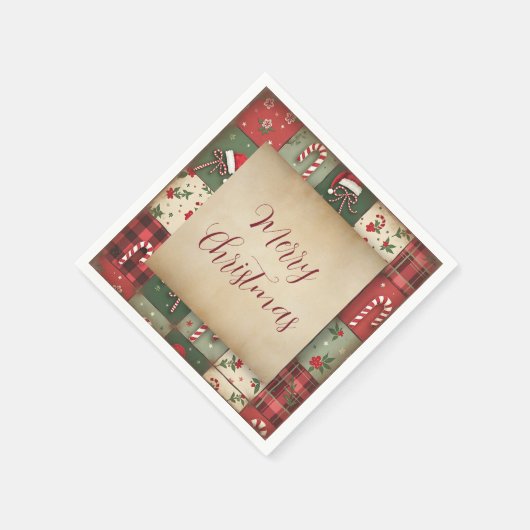Vintages Patchwork Weihnachtsfeiertag Napkins Serviette (Ecke)
