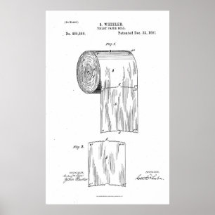 Vintages Patent für die Erfindung von Toilettenpap Poster
