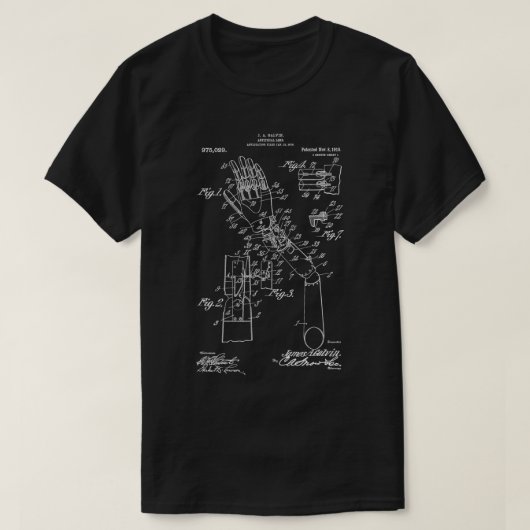 Vintages Patent Zeichnend Artificial Arm Limb T-Shirt (Design vorne)