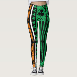Vintages Patrick Green Irish Flag Clover Kleeblatt Leggings