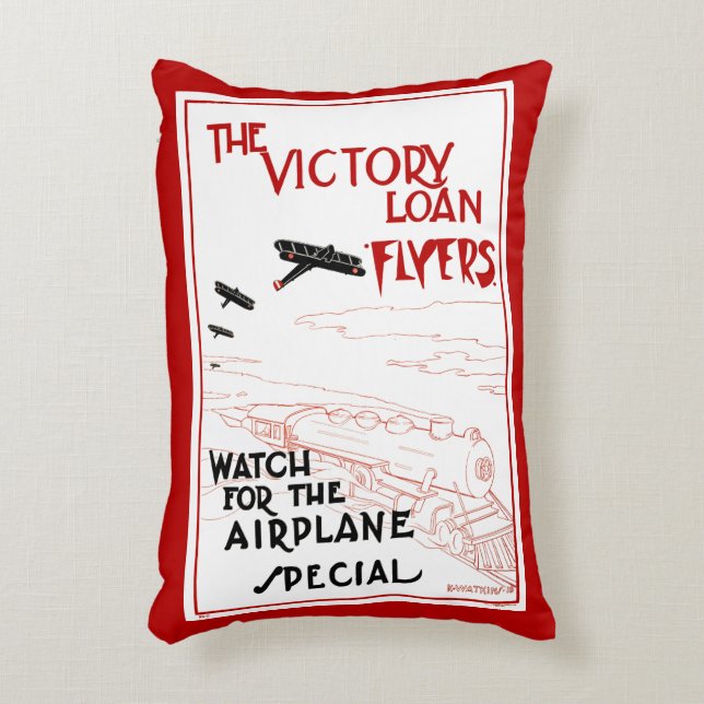Vintages Patriotikum, Flyer von Siegesdarlehen Flu Dekokissen (Vorderseite(Vertikal))
