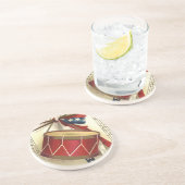 Vintages Patriotikum, Trommeln mit musikalischen B Sandstein Untersetzer (Seite)