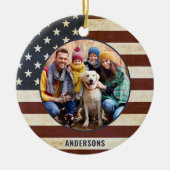 Vintages patriotisches amerikanisches Flag Custom  Keramik Ornament (Vorne)