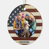 Vintages patriotisches amerikanisches Flag Custom  Keramik Ornament (Links)