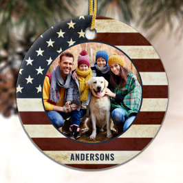 Vintages patriotisches amerikanisches Flag Custom Keramik Ornament