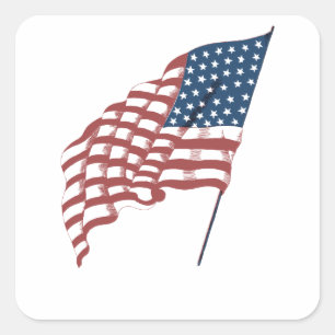 Vintages patriotisches amerikanisches Flag Wave in Quadratischer Aufkleber