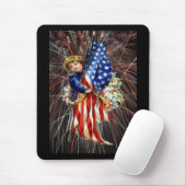 Vintages Patriotisches Kind und Feuerwerk Mousepad (Mit Mouse)