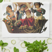 Vintages Patriotisches, Kinder in einem Heißluftba Geschirrtuch (Gefaltet)