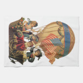 Vintages Patriotisches, Kinder in einem Heißluftba Geschirrtuch (Horizontal)