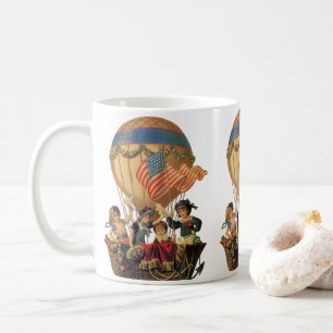 Vintages Patriotisches, Kinder in einem Heißluftba Kaffeetasse