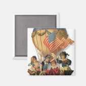 Vintages Patriotisches, Kinder in einem Heißluftba Magnet (Vorderseite/Rückseite)