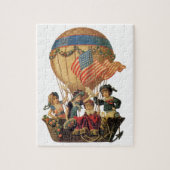Vintages Patriotisches, Kinder in einem Heißluftba Puzzle (Vertikal)