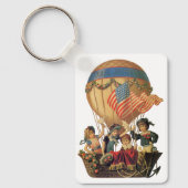 Vintages Patriotisches, Kinder in einem Heißluftba Schlüsselanhänger (Vorderseite)