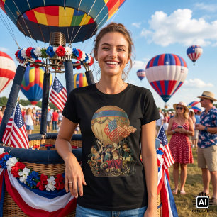 Vintages Patriotisches, Kinder in einem Heißluftba T-Shirt