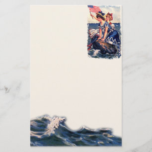 Vintages Patriotisches Schwimmergeschirr Briefpapier
