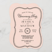 Vintages Peach Art Deco Jubiläum Party Einladung (Vorne/Hinten)