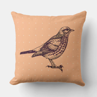 VINTAGES PEACH BIRD DESIGN Retro-Kissen Kissen