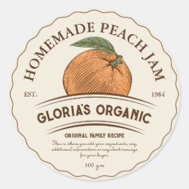Vintages Peach Fruchtmarmelett Runder Aufkleber