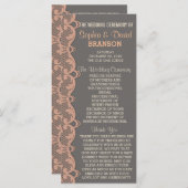 Vintages Peach Gray Lace Hochzeitsprogramm Programm (Vorne/Hinten)