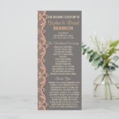 Vintages Peach Gray Lace Hochzeitsprogramm Programm (Stehend Vorderseite)