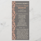 Vintages Peach Gray Lace Hochzeitsprogramm Programm (Vorderseite)