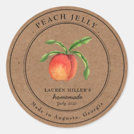 Vintages Peach Jelly Kraft Papierjar Rundetikett Runder Aufkleber