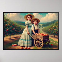 Vintages Peach Orchard Children Poster
