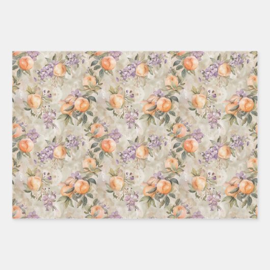 VINTAGES PEACH UND LILATIK GESCHENKPAPIER SET (Vorderseite 3)