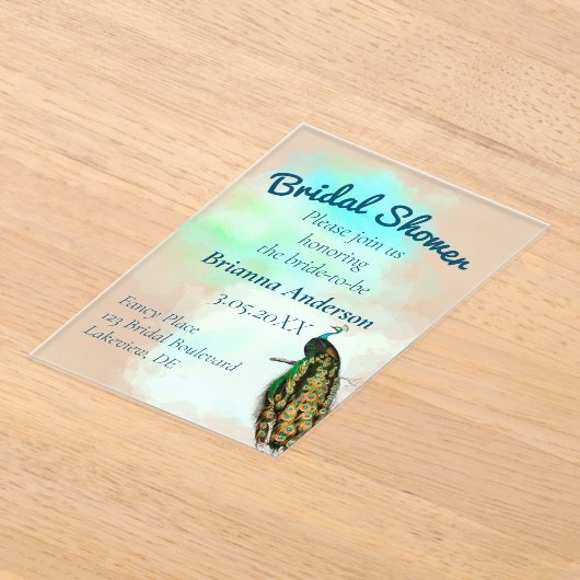 Vintages Peacock-Brautparty Acryleinladungen (Ablage )