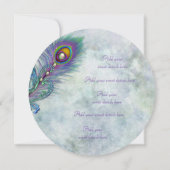 Vintages Peacock-Hochzeitmenü für Wasserfarben Einladung (Rückseite)