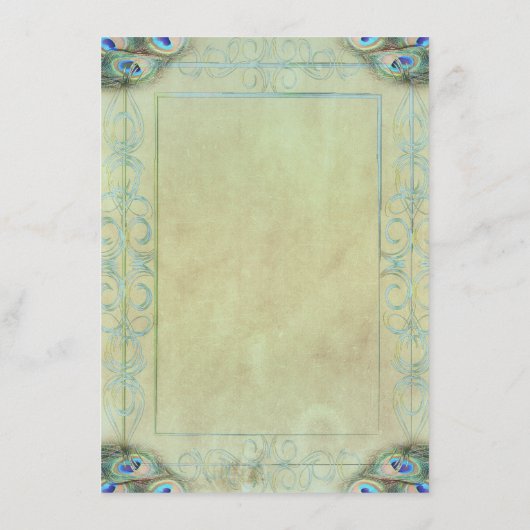 Vintages Peacock Wedding Dinner Menü Menükarte (Rückseite)